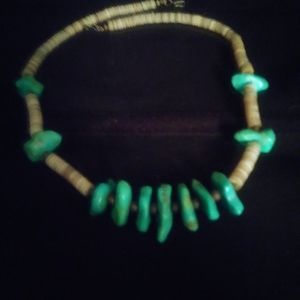 Vintage turquoise Puka shell necklace